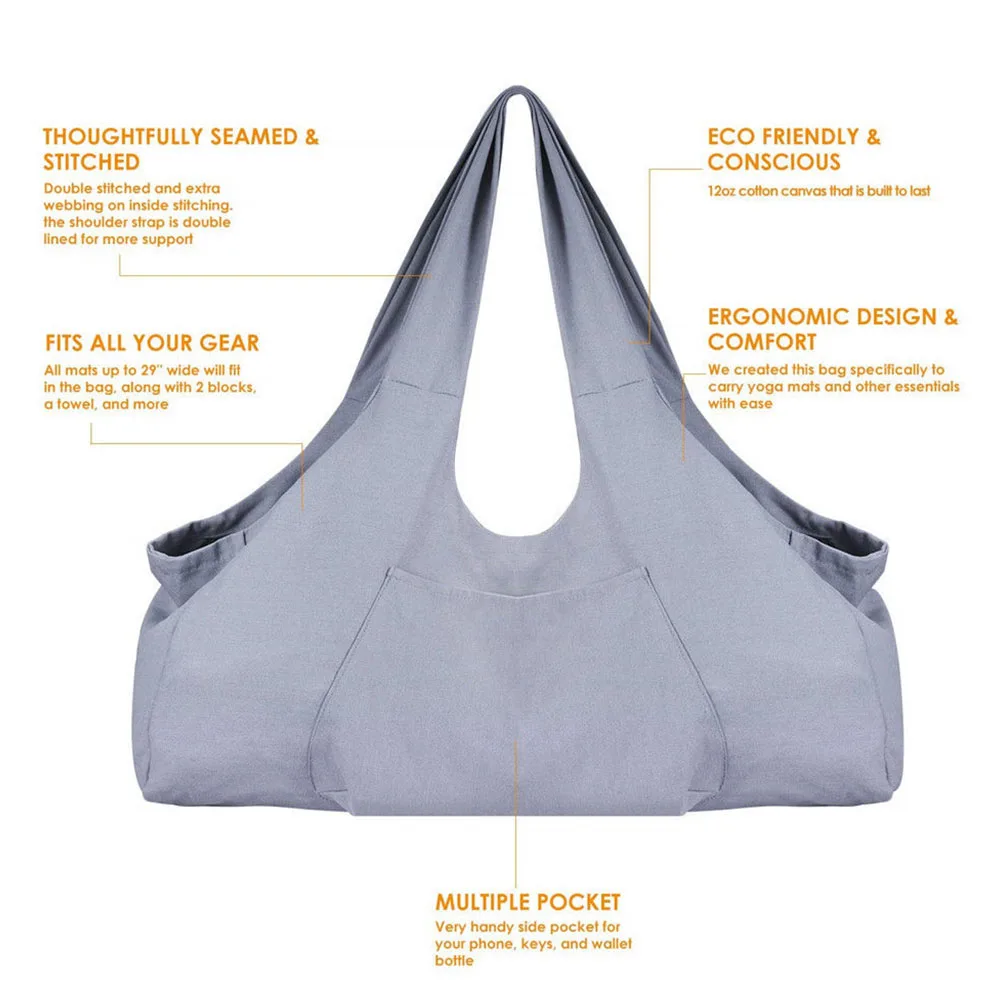 

Gym Tote Accessories Side Pocket Zipper Carrier Shoulder Sport Storage Dancing Dress Yoga Mat Bag Solid Large Capacity Fitness
