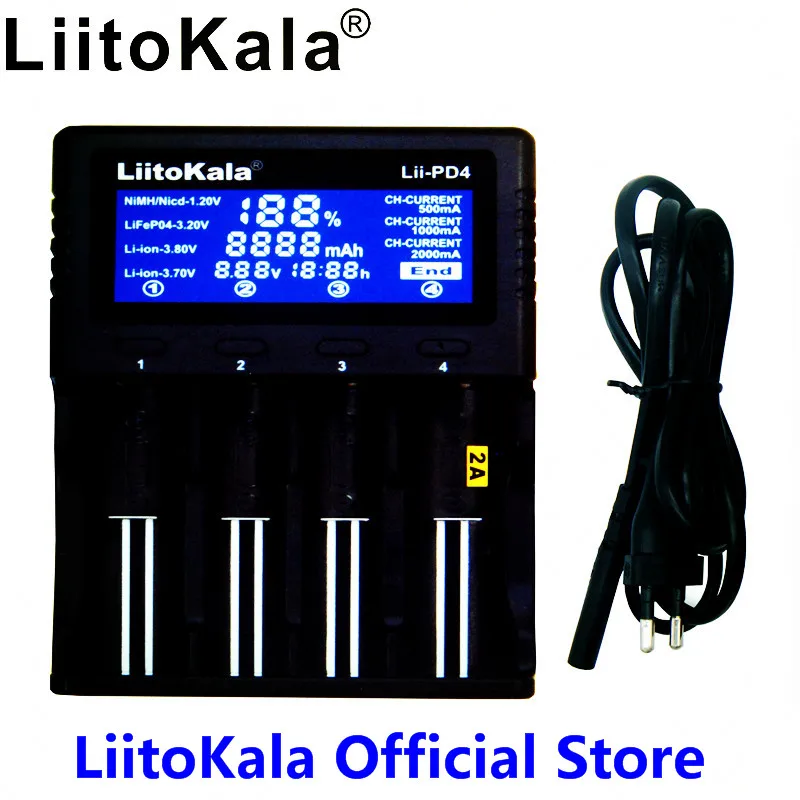 Умное устройство для зарядки никель-металлогидридных аккумуляторов от компании Liitokala: Lii-PD4 ЖК-дисплей 3,7 v 18650 18350 18500 16340 21700 10440 14500 26650 1,2 v AA AAA зарядное устройство для никель-металл-гидридных и литиевых Батарея зарядное устройство