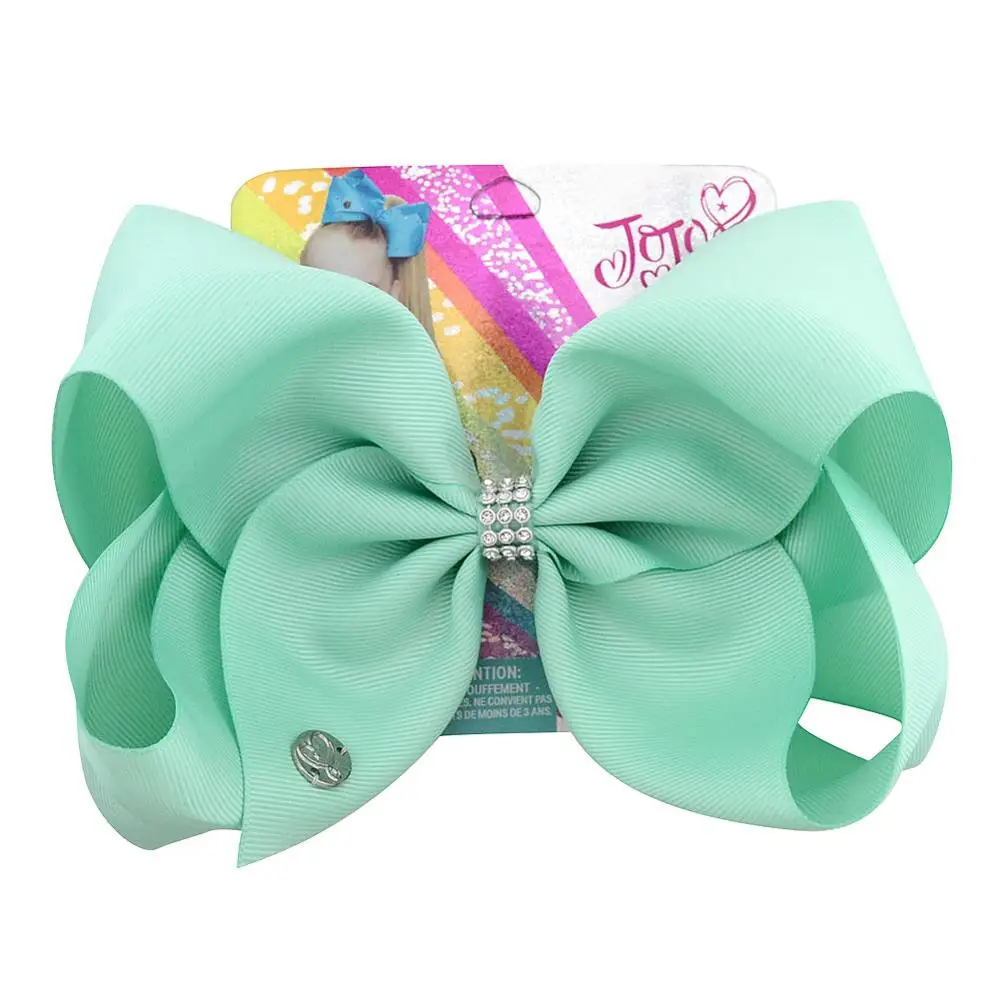 837-j-34 8 inch Large Jojo Bows Jojo Siwa Ribbon Bows With Clips For Kids Girls Boutique Solid Hair Clips Hair Accessories - Цвет: 837-j-34