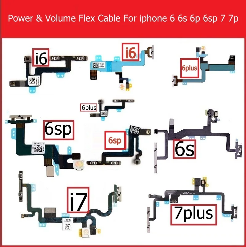Подлинный бесшумный гибкий кабель питания и громкости для iPhone 6 6s 7 8 plus