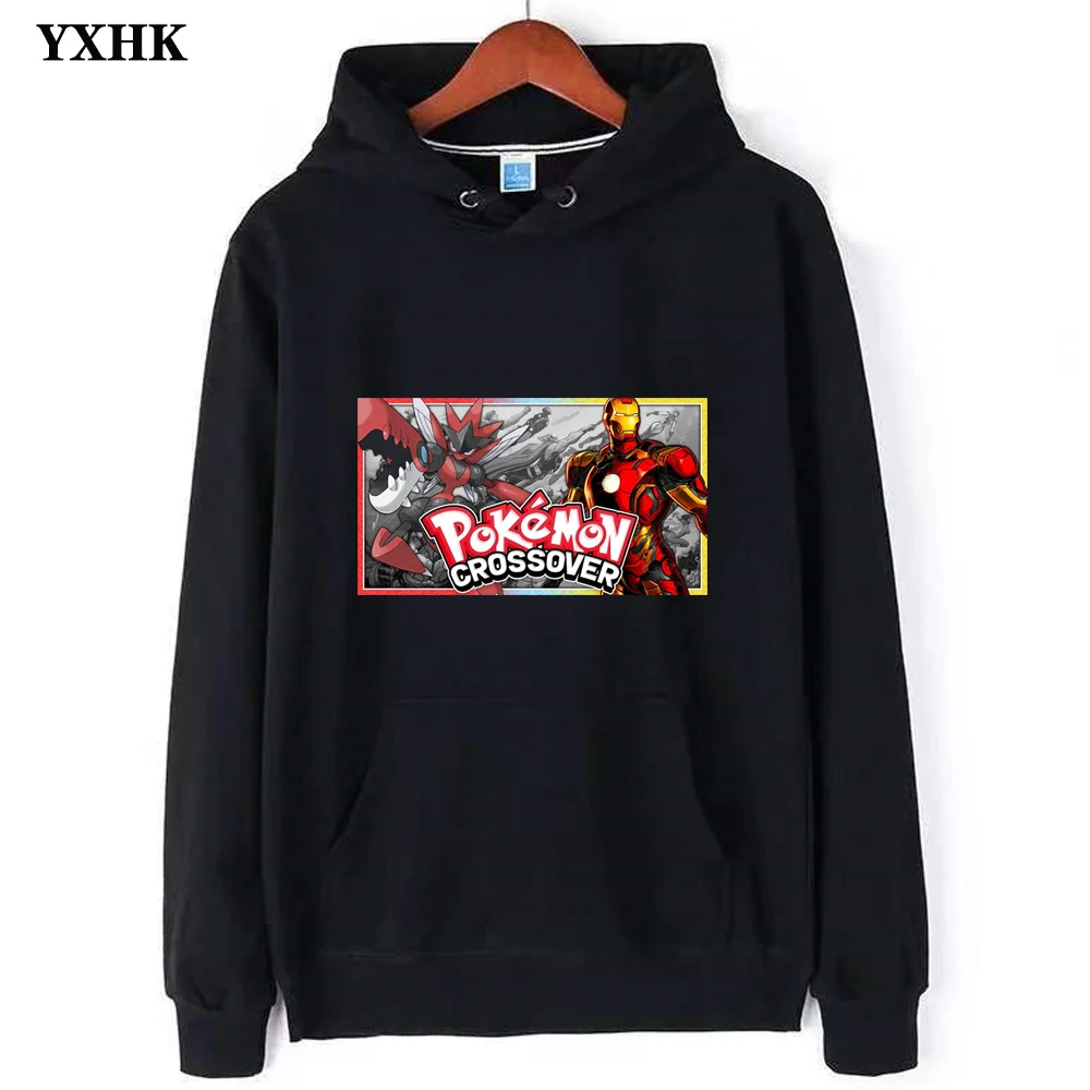 

Iron Man Avengers Marvel Japanese Anime Lovely Pikachu Pokemon Men's Anime Hoodies Man Cotton Long Sleeve Hooded Sweatshirt Balr