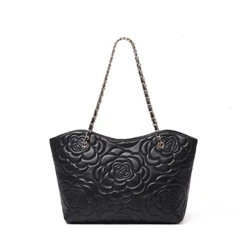

2019 new luxury flower pattern ladies leather handbag designer chain shoulder bag ladies leather handbag high capacity