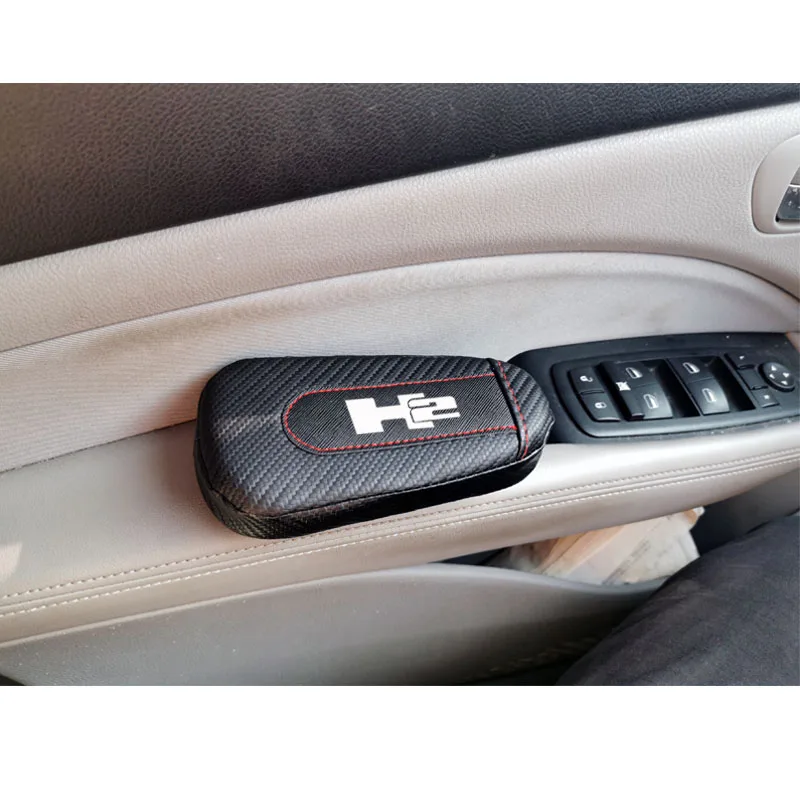 Для Hummer H2 1 шт углеродное волокно Кожа Авто Подушка для ног наколенник Автомобильный Дверной рычаг автомобиля аксессуары автомобиля защитный