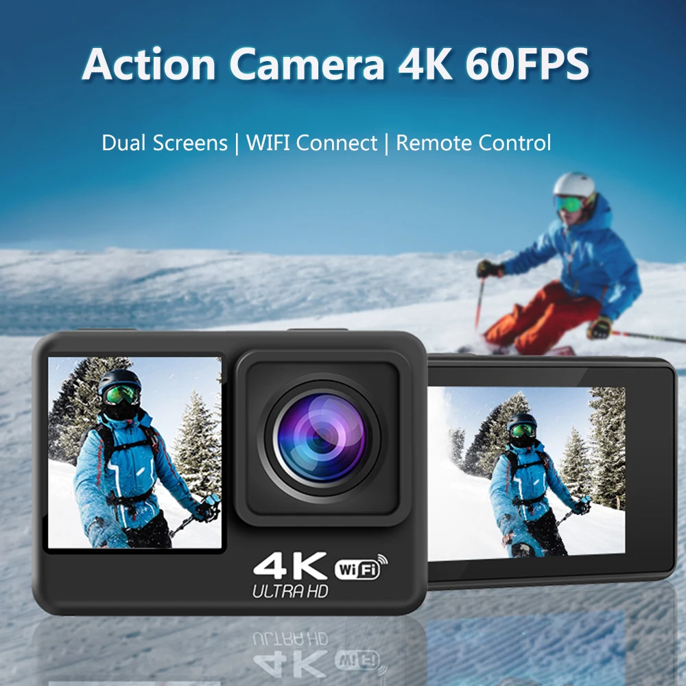 AKASO 4K HD Dual Screen 60FPS Action Camera WiFi Touch Helmet Cam EIS Remote Control Underwater Waterproof Sport Cameras | Электроника
