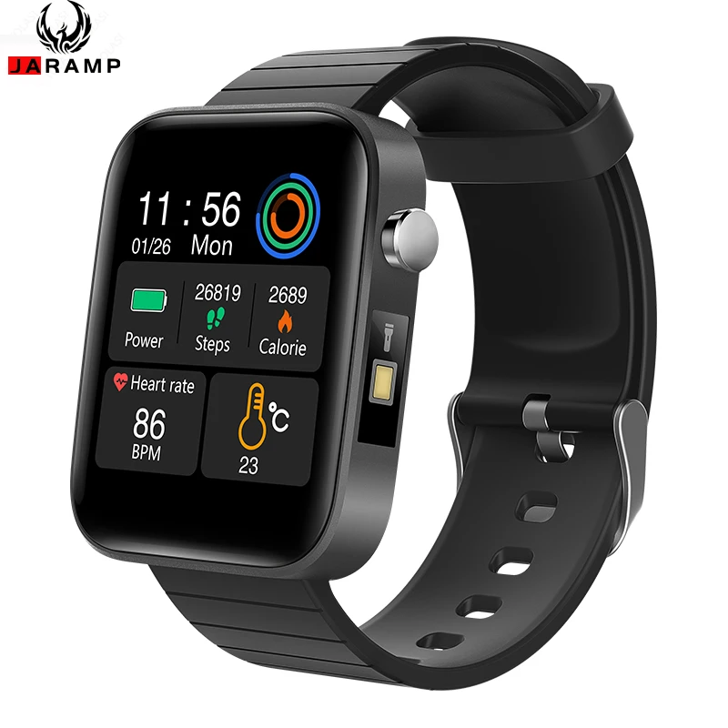 2021 NEW T68 Smart Watch Men Body Temperature Measure Heart Rate Blood Pressure Oxygen Bracelet Call Reminder Smart Watch Black