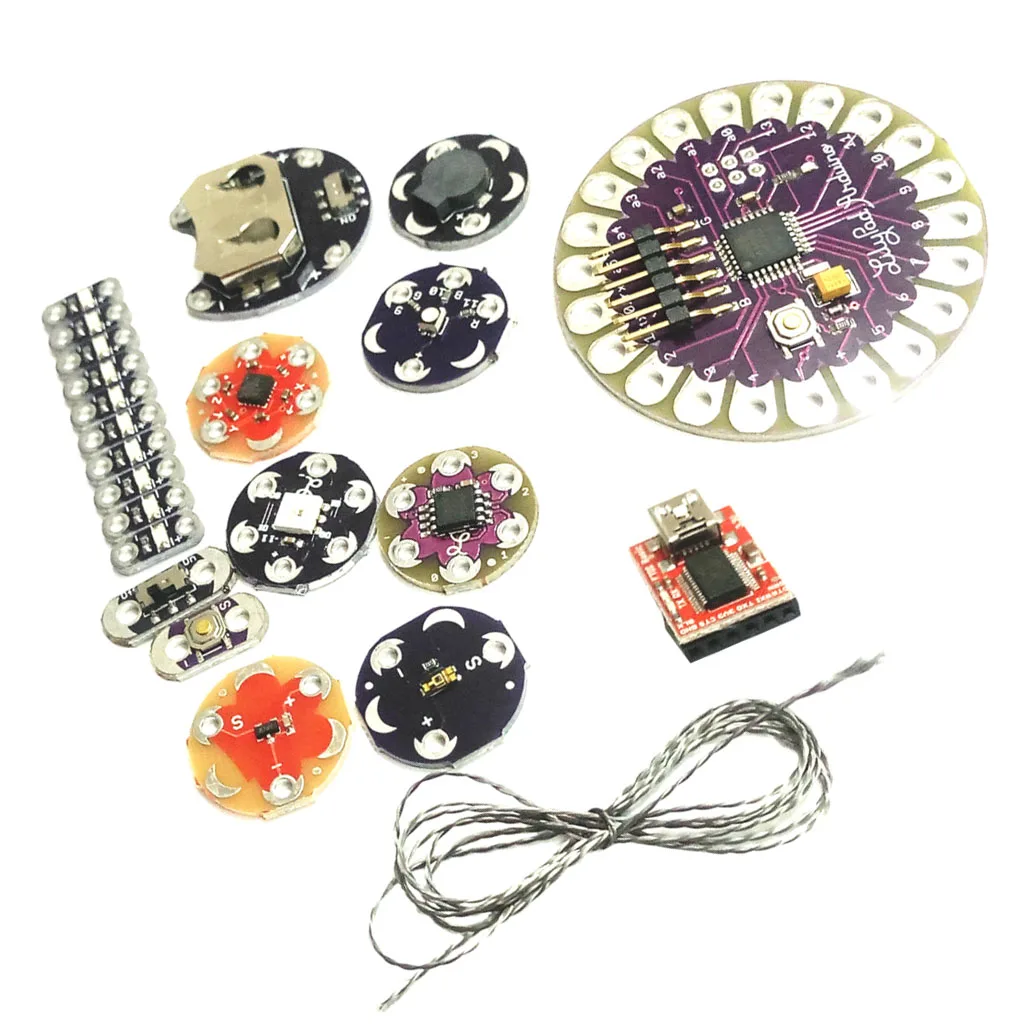 Lilypad Arduino Kit Wearable Sewable Led Suite ATmega328P Temp Sensor Buzzer