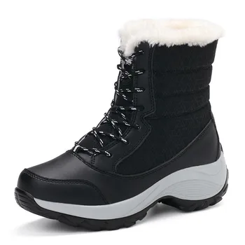 

Women Boots Warm Fur Winter Shoes Women Fashion Snow Boots Female Flats Booties Female Winter Mid-Calf Boots Chaussures Femme