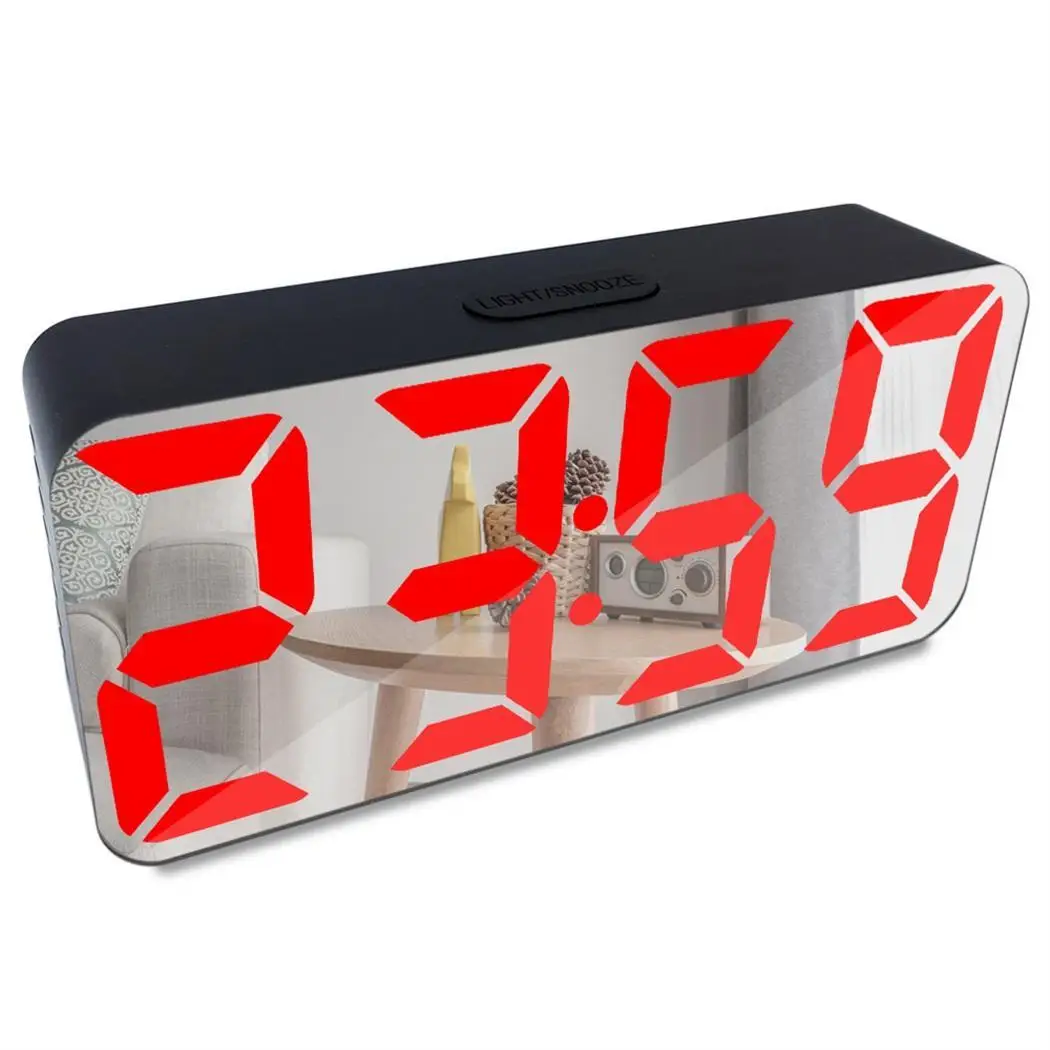 Digital LED Thermometer Snooze Mirror Home Bedside Rectangle Alarm Clock As Guft for Children Kids - Цвет: type 5
