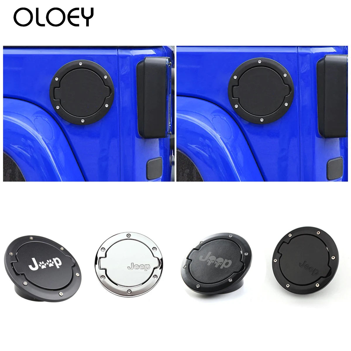 

OLOEY Tank Covers for Jeep Wrangler JK 2007-2017 Car oil Cap Fuel Tank Cap Cover for Jeep Wrangler Accessories Car Styling