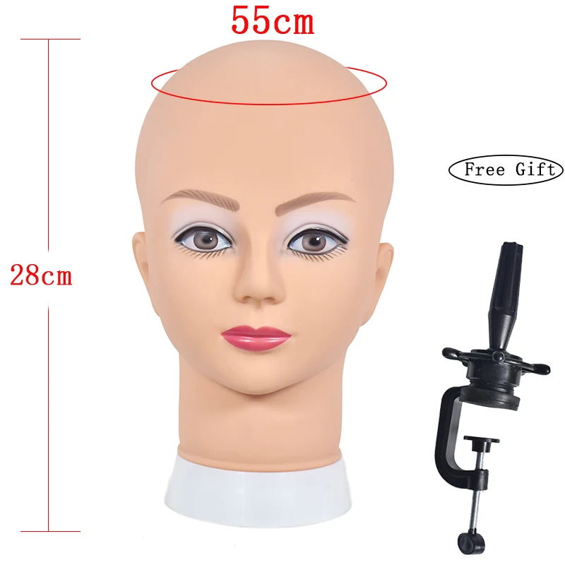 22inch Mannequin Head Female Bald Model Wig Making Tools Hat Stand Head