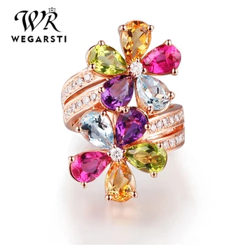 

High Quality Colorful CZ Crystal 925 Sterling Silver Jewelry Party Finger Ring for Women Wedding Engagement Resizable Rings
