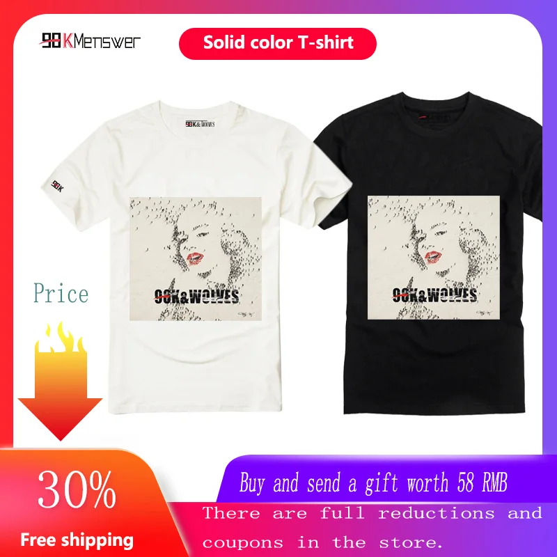 

Creative Marilyn Monroe 3d Print Solid Color T-Shirt Unisex Cotton Short Sleeve Casual White/Black Fashion Apparel
