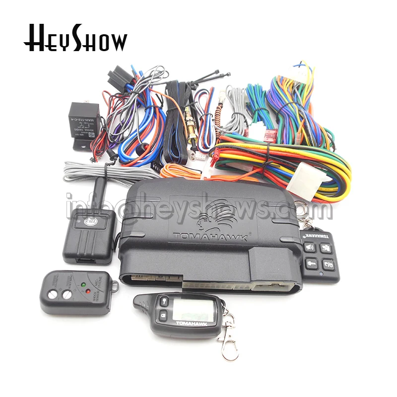 

Tomahawk TW9010 Remote Start Two-way Car Burglar Alarm Systems Security Keychain RC Anti-theft Device Russian/English Version