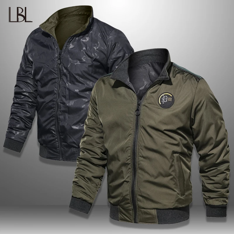 Acheter LBL décontracté Bomber veste hommes coupe ajustée automne hiver Double face hommes militaires vestes vêtements d extérieur manteau homme vêtements de sport survêtement 2019