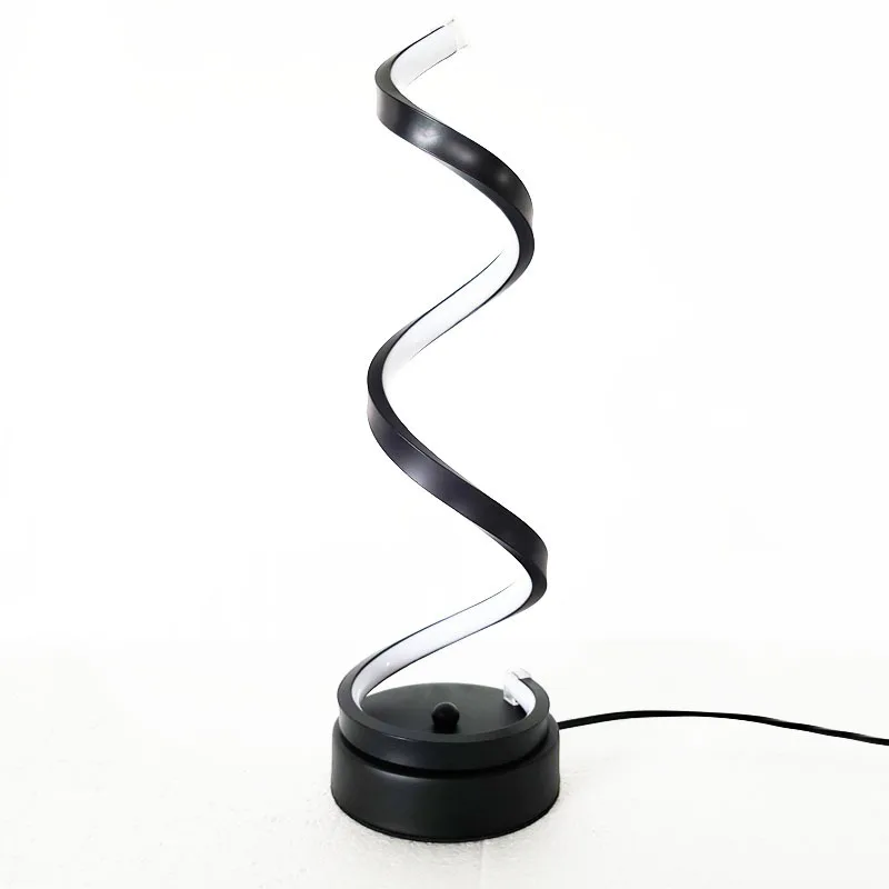 Светодиодный спиральный Настольный светильник для дома, гостиной, спальни, декоративный светильник, прикроватный светильник - Цвет абажура: Black US Plug-No.2