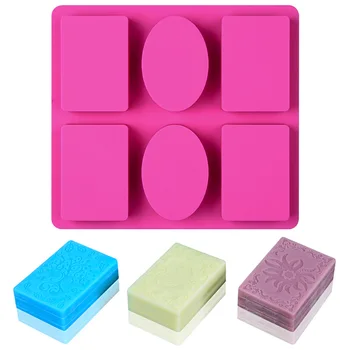 

Silicone Soap Mold for Soap Making 3D 6 Forms Oval Rectangle Soap Mould Handmade Craft Flowers Bathroom Kitchen Soap Mold K926