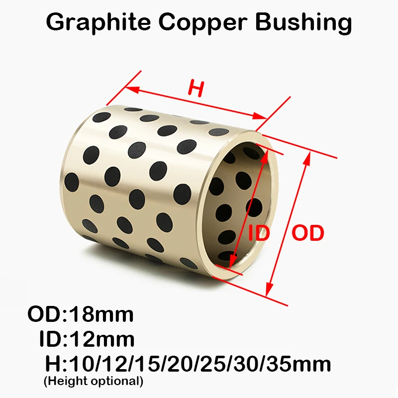 

Ball Bearing 1pcs OD18mm ID12mm Height free optional Linear Graphite Copper Set Bearing Bushing Oil Self-lubricating JDB