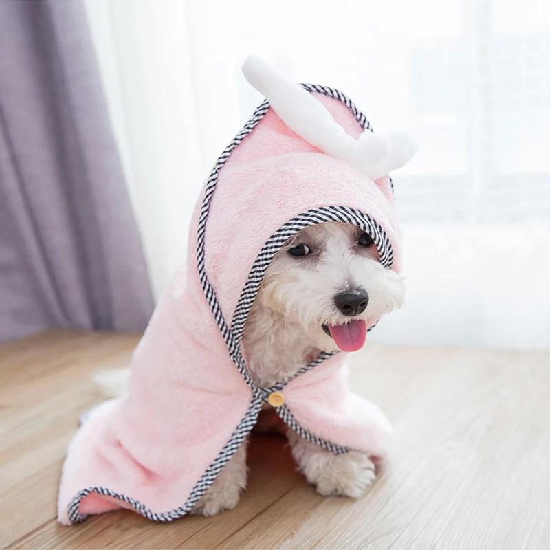 Strong Absorbing Water Pet Dog Cat Bathrobe Soft Comfortable Fiber Puppy Drying Towel Pets Shower Clothes Bath Cleaning Supply