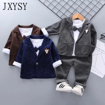 

Newborn Baby Boy Clothes Sets 2019 Fall Children Suits Boy's dress Striped Suit+Pants 3Pcs Set Kids Clothes Toddler Boys Outfits