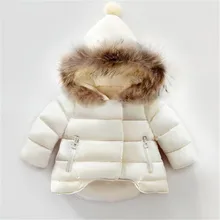 Пальто для маленьких девочек; толстые теплые хлопковые зимние куртки с капюшоном и натуральным мехом для новорожденных девочек; пальто; Верхняя одежда для малышей; От 1 до 4 лет