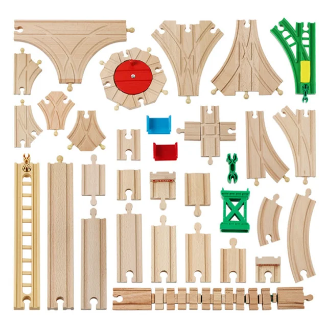 New Wooden Railway Set Parts Beech Wooden Train Tracks Accessories For Biro Track Toy Car Educational Toys Kids Children Gift 1