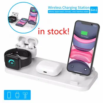 

New 6 IN 1 Qi Wireless Charger Dock Station For Iphone XS 11 Pro Max Fast Charger For Apple Airpods Pro Watch 5 4 3 2 1