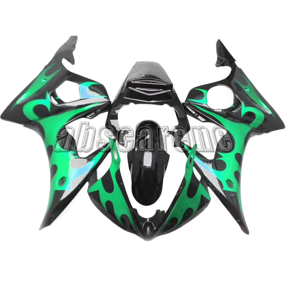 Инжекторные Обтекатели для Yamaha YZF600 R6 2003 2004 2005 R6 03 04 05 ABS пластиковые мотоциклетные капоты черные с зеленым пламенем - Цвет: R6 2005