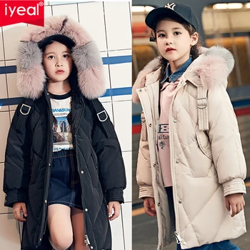 

IYEAL -30 Degree Children Girls Clothes Big Boys Teen Clothing Warm Down Jackets Hooded Coat Winter Thicken Outerwear Kids Parka