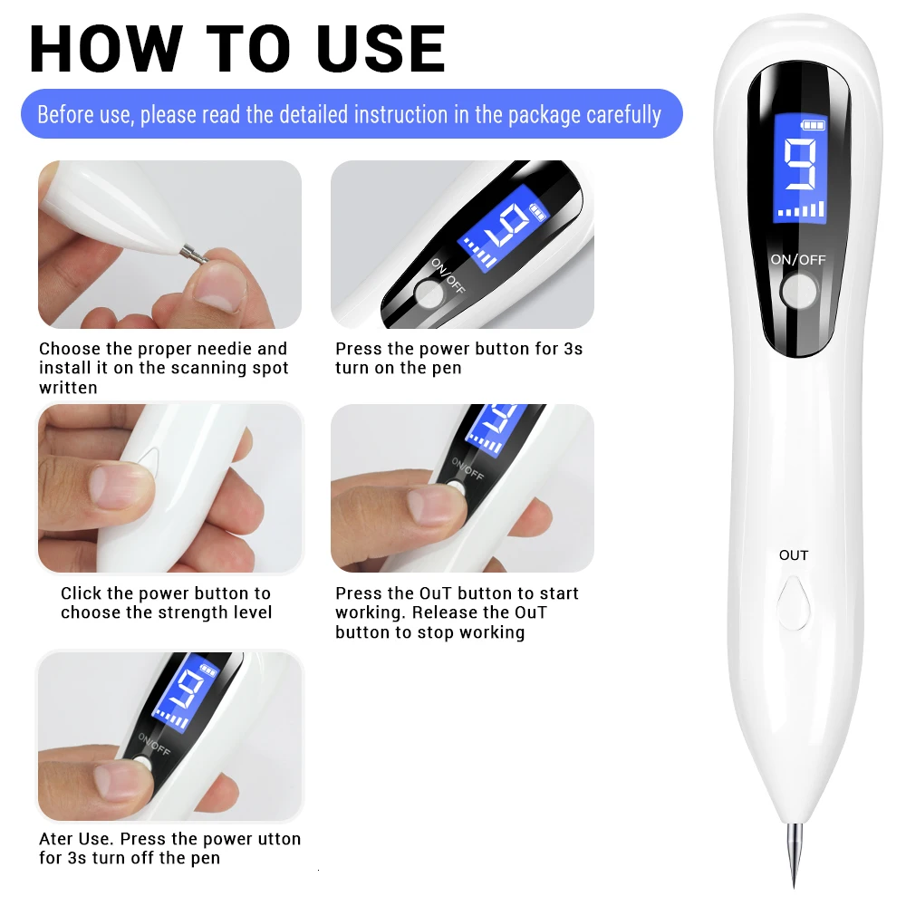 USB перезаряжаемая моль пятно веснушки машинка карандаш для удаления татуировок