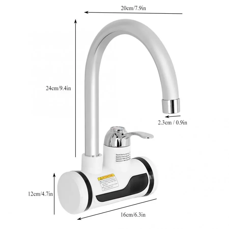 3000W Instant Electric Water Heater Instant Hot Faucet Electric Tap Water Heating Instantaneous Water Heater Temperature Display