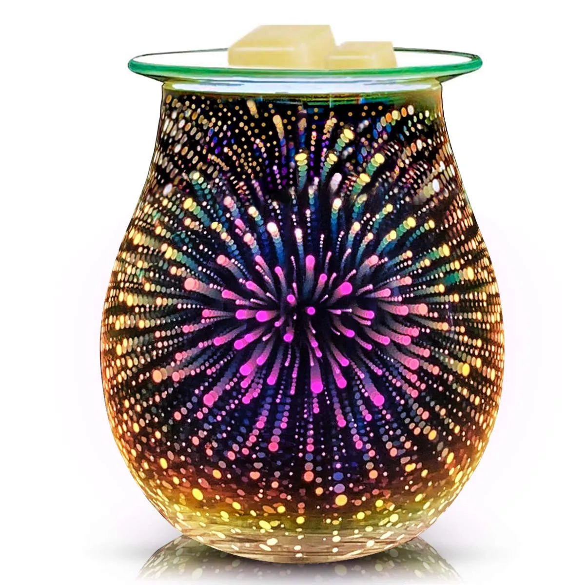 

25# Essential Oil Diffuser Candle Warmer Glass Tart Burner 3D Effect Night Light Wax Melt Warmer for Home Office Bedroom