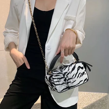 

Chain Square Women's Bags Leopard Print Solid Color Female Totes Casual Fashion Lady Shoulder Bags High Quality Crossbody Bags