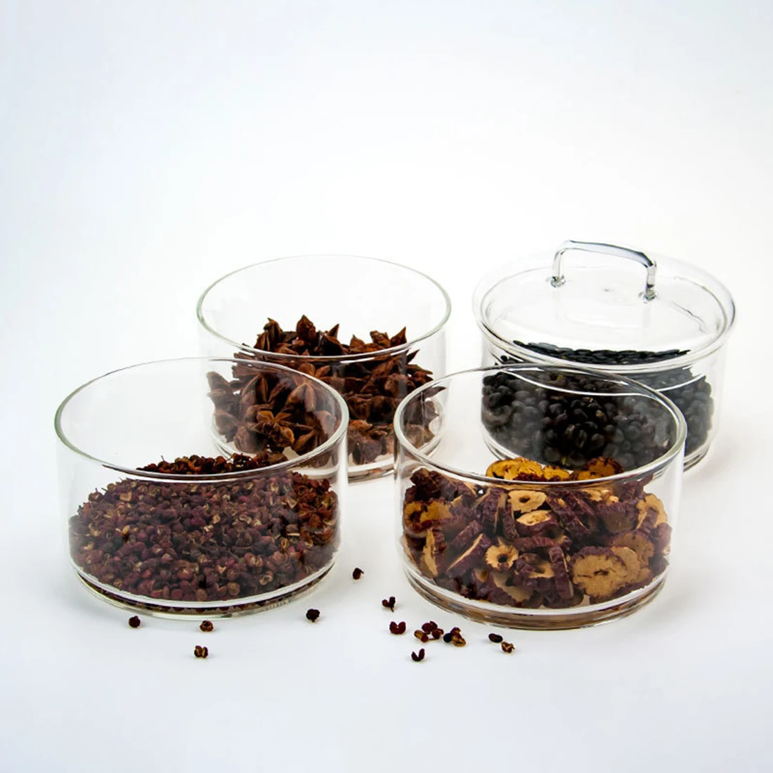 Multilayer Stackable Glass Bottle Jar Canister Transparent Storage Container with Two Canister and One Lid 4
