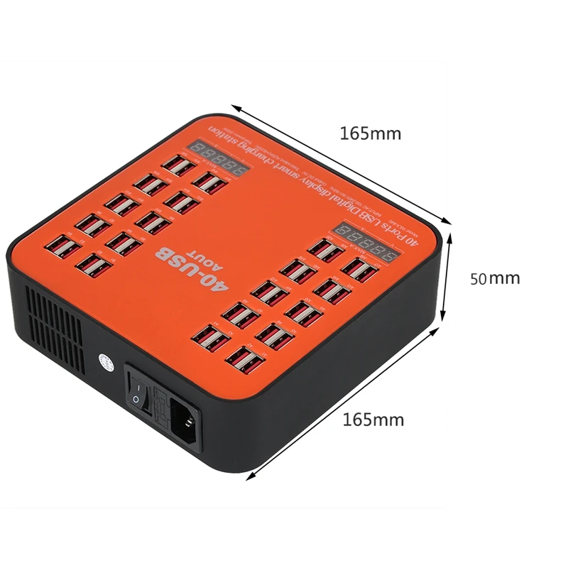 FFYY-WLX-840 USB Зарядное устройство 200W 40-Порты и разъёмы USB Wall Зарядное устройство с двойным цифровым Дисплей смарт-зарядная станция с имеет складную вилку для IPhone