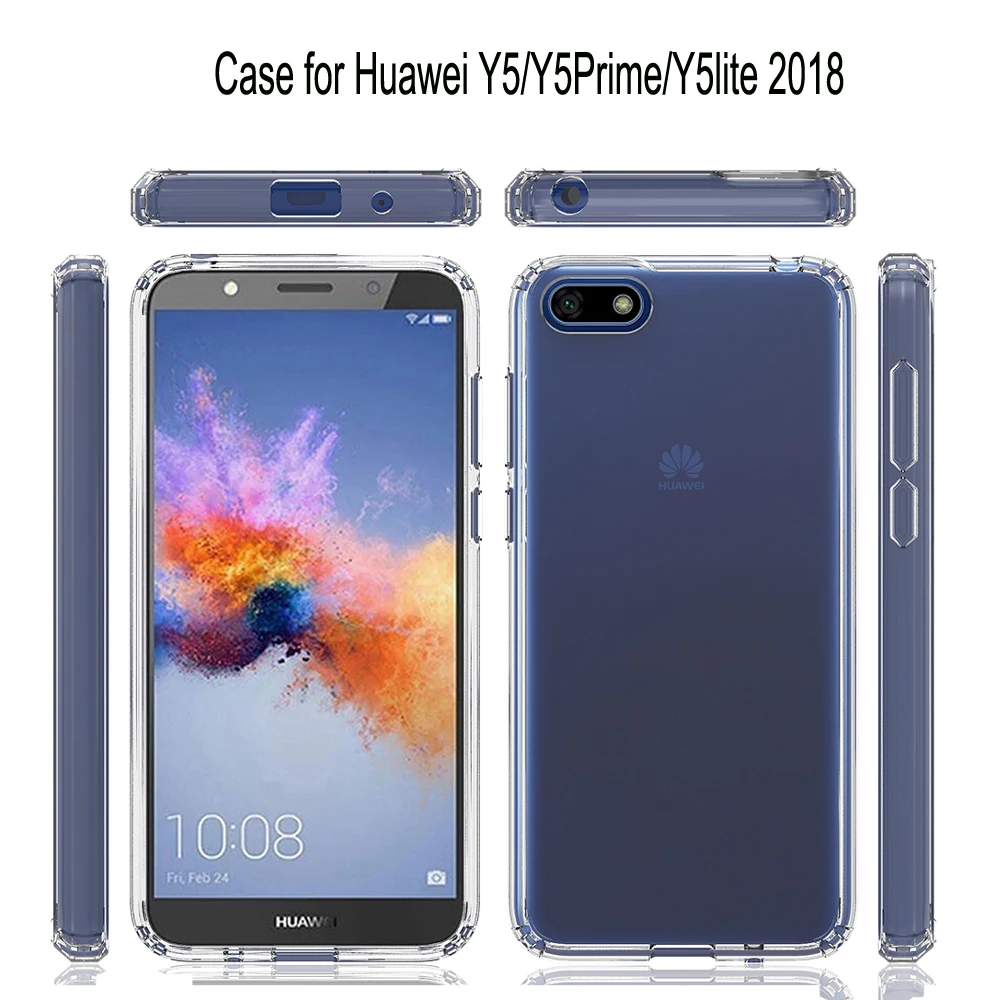 For Huawei Y5 2018/Y5Prime 2018/Y5lite 2018 Acrylic + TPU Shockproof Transparent Armor Protective Back Cover Case |