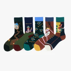 10Pieces=5Pairs/LotQuality Mens Socks Combed Cotton Cozy Breathable Absorb Autumn Winter Socks Sports Stripe Casual Socks Male