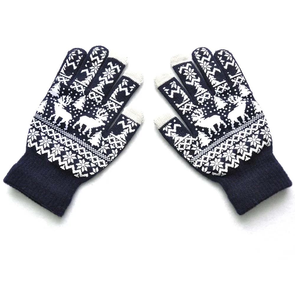 Wapiti Pint однотонные мужские перчатки женские рождественские Guantes зимние теплые мягкие тянущиеся вязаные варежки милые перчатки