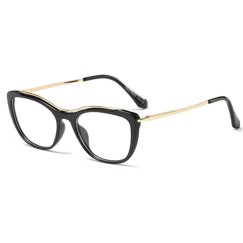 KEHU summer New Style Cat Eye Glasses Women Brand Ultralight Fashion Non-Optical Eyeglass Frame UV400 Lens Goggles KE39 - Цвет оправы: C1 Black Frame