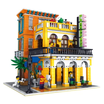 

10002 MOC City Creator Cafe Havana Corner Street View Model Modular Building Kits Blocks Bricks The Brickstive Toys For Children