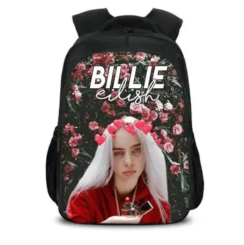 

16 Inch Billie Eilish School Bags for Children Backpack Hip Hop Boys Girls Backpack Laptop Travel Backpack Rucksack Fans Gift