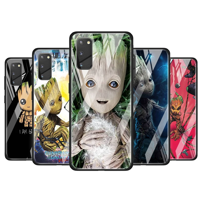 Чехол с закаленным стеклом Baby Groot для Samsung Galaxy S20 S10 S9 S8 S10E FE Ultra Plus Lite 5G | Мобильные
