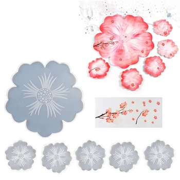 

Large Flower Shape Resin Coaster Molds DIY Silicone Tray for Fruit Cup Geode Agate Platter Epoxy Resin Molds Art Crafts