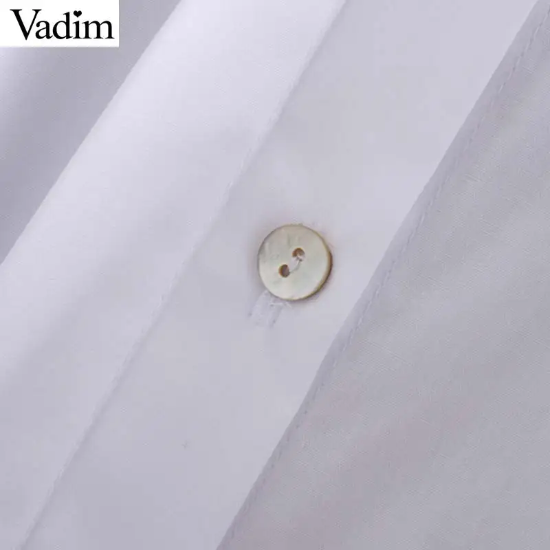Женское элегантное платье vadim Белые блузы, из кусков, прозрачное, длинные рукава рубашки с отложным воротником со стойкой, милые Повседневные базовые Топы LB718
