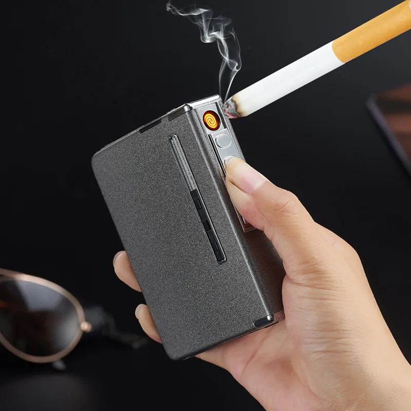 Новейшая перезаряжаемая usb-зарядка зажигалка с 12 сигаретами корпус Защита окружающей среды дым НЕТ газовая зажигалка