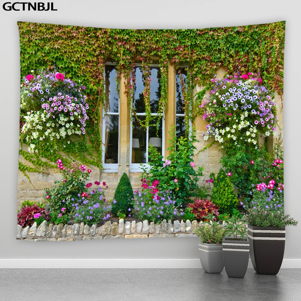 Tapestry Decorations Landscape Street Plants Flowers Scenery