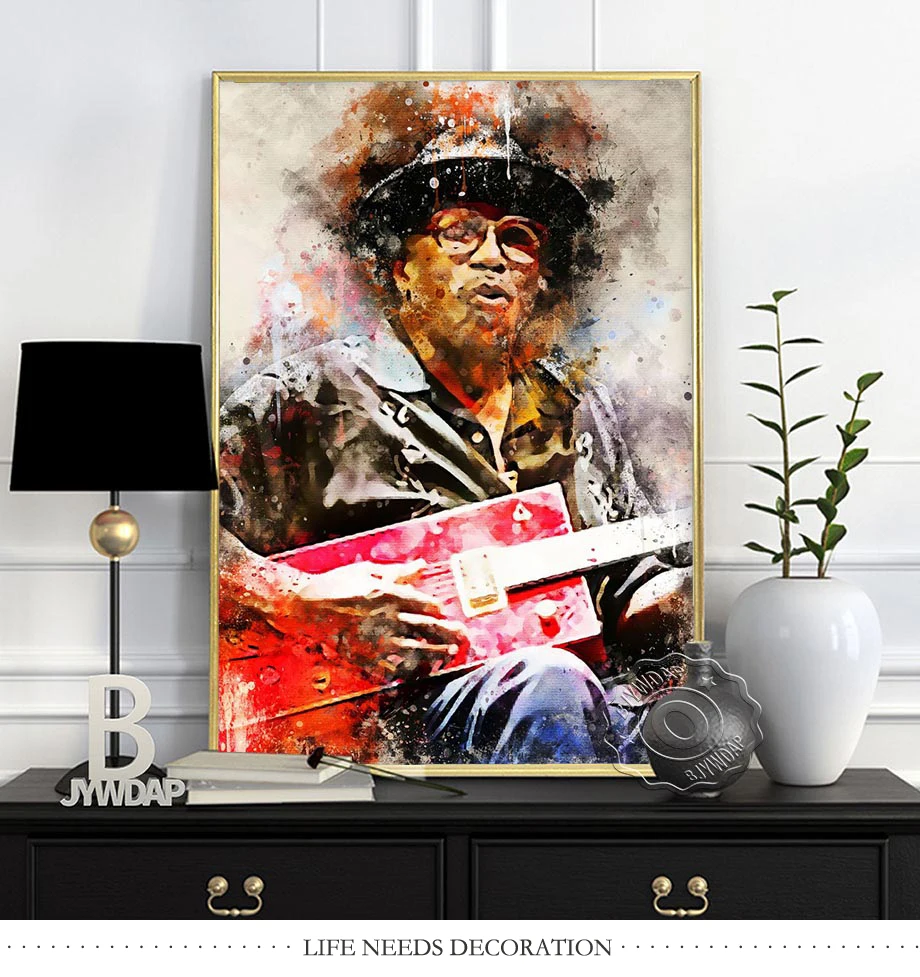 Rock Star Alvin Lee Dark Bg Alex Scolnick Vintage Bob Dylan Guitarist Neo-Expressionism Poster, Fashion Singer Home Wall Decor