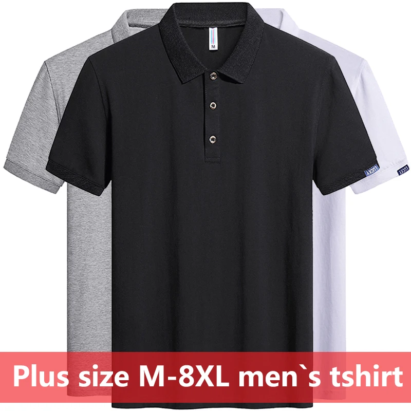 Gran tamaño 6XL 7XL 8XL camisas de Polo de los hombres de alta calidad 95% camisas de Polo de algodón Slim para hombres Fit Casual camiseta de Polo camisa de los hombres