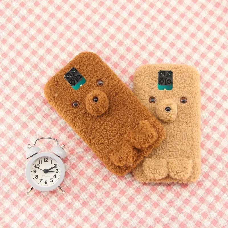 

Xiaomi Redmi Note 9 Pro Case Cute Warm Plush Teddy Bear Back Cover For Redmi Note 9 Pro Max Soft Silicone Shockproof Phone Cases