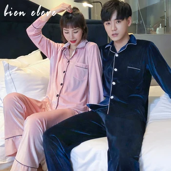 

Couple's Pajamas Sets Lounge Wear Autumn Winter Underwear & Sleepwears Women & Men Long-Sleeved Pyjamas Suits Velvet Nightwear