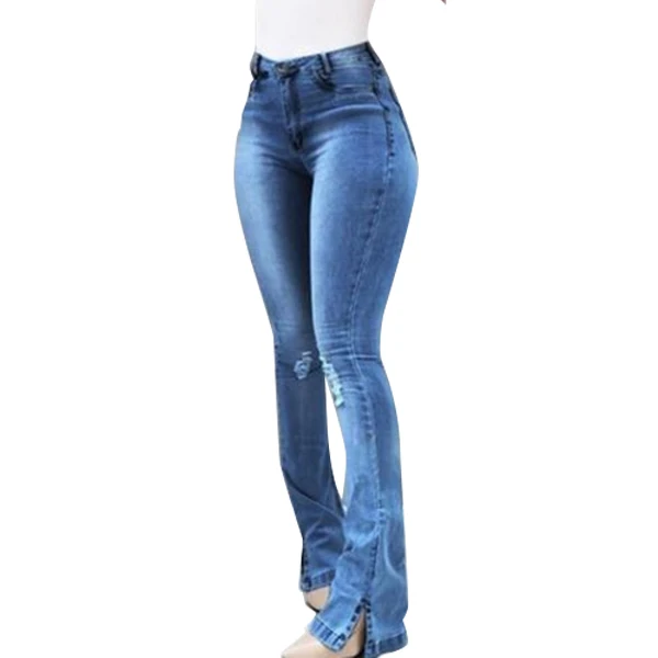 Nieuw Vrouwen Skinny Hole Broek Midden 